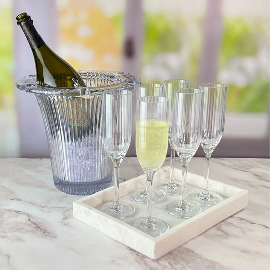 Polycarbonate Hex Champagne Bucket and 6 Unbreakable Glasses.