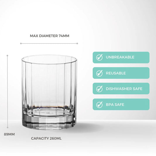 Polycarbonate Hex Rocks Glasses 260ml - Set of 4